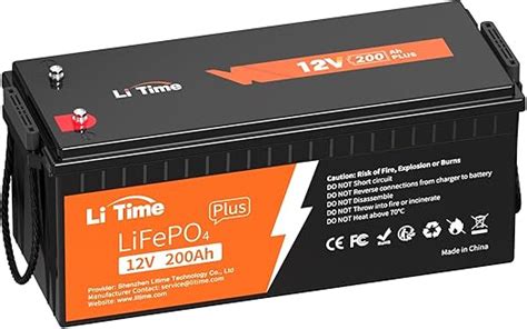 Amazon co jp LiTime 12V200Ah Plusリン酸鉄リチウムイオンバッテリー 200AのBMS内蔵 最大2560Wの