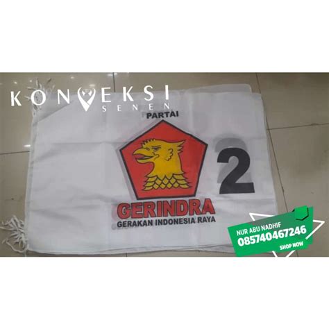 Jual Bendera Partai Gerindra Terbaru Dengan Nomor Parpol X Cm