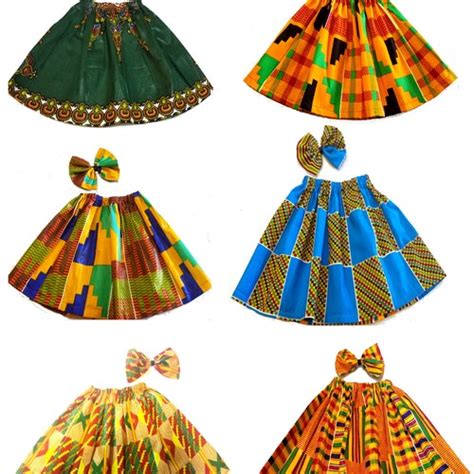 2 Pcs African Prints Ankara Girls Kente Dashiki Skirt With Etsy