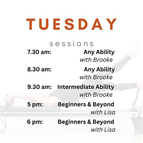 Pilates Class Schedule