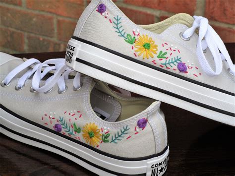 Wedding Converse Hand Embroidered From Tweetnstitchy Boho Colors