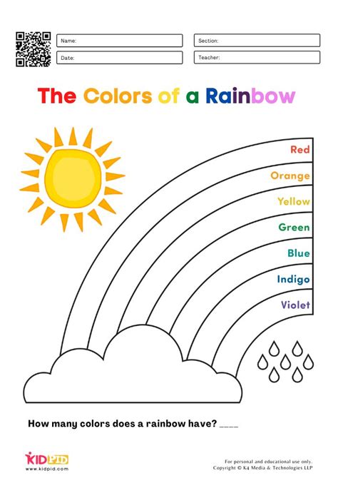 Rainbow Coloring Pages for Kids | Color worksheets, Color worksheets ...