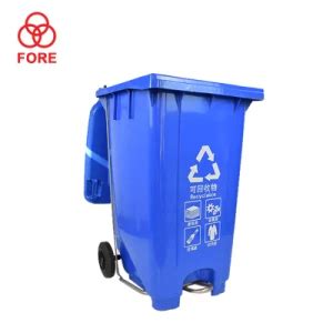 L Customized Color Plastic Waste Pedal Bin With Wheel Waste