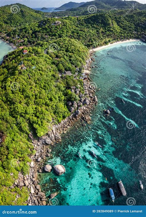 Aerial View Of Shark Bay In Koh Tao Thailand Stock Image Image Of