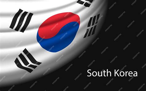 Premium Vector Wave Flag Of South Korea On Dark Background Banner Or Ribbon Vector Template