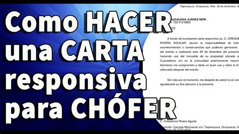 Como HACER una CARTA responsiva para CHÓFER YouTube