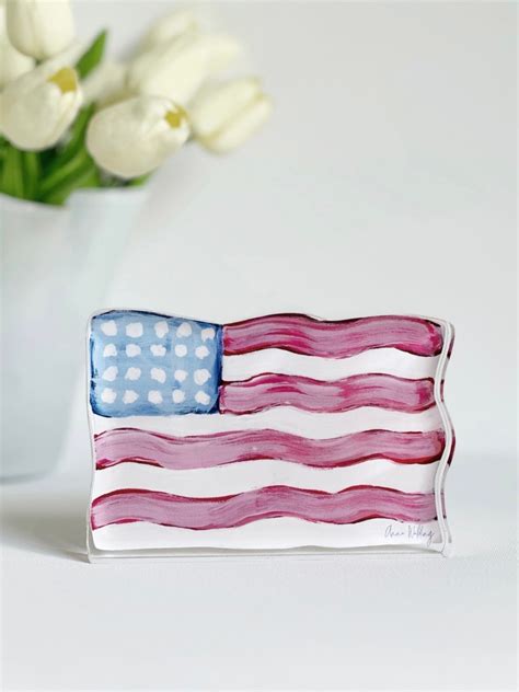 American Flag Acrylic Cutout 4x5 4th Of July Art American Flag Art