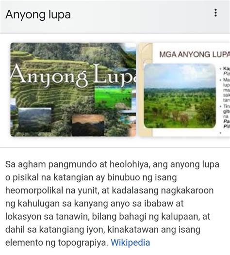 Ano Ang Kahulugan Ng Anyong Lupa Halimbawa