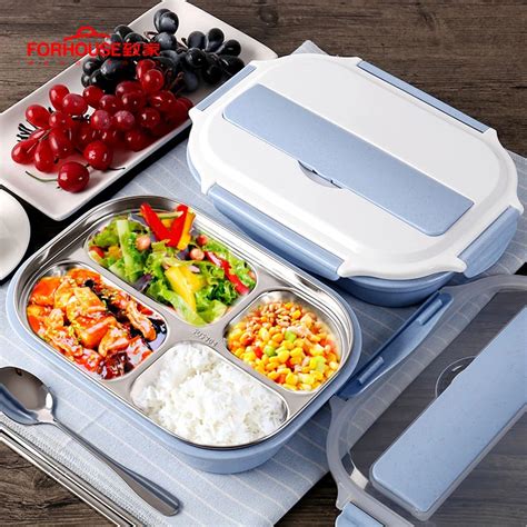 Lunch Box Stainless Steel Portable Double Layer Food Containers With