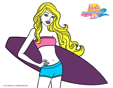 Dibujo De Barbie Con Tabla De Surf Pintado Por Guadyta En Dibujos Net