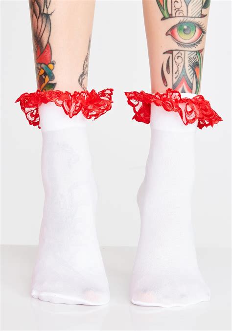 Opaque Ruffle Ankle Socks Dolls Kill