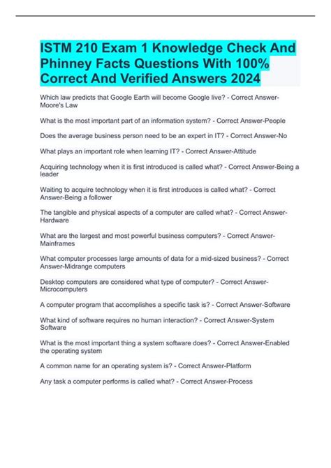 ISTM 210 Exam 1 Knowledge Check And Phinney Facts Questions With 100