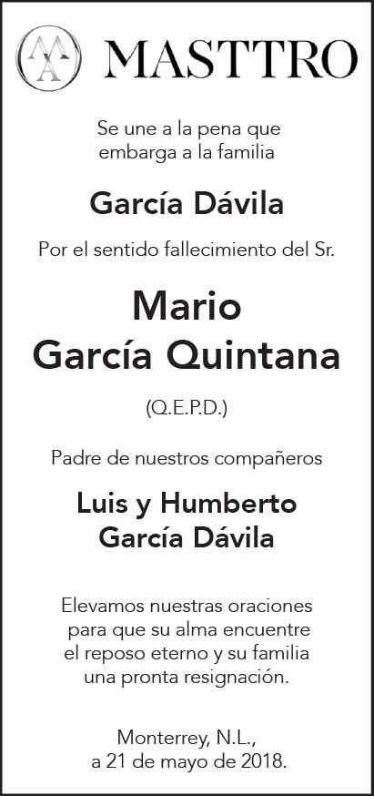 Se Or Mario Garc A Quintana Obituario Esquela