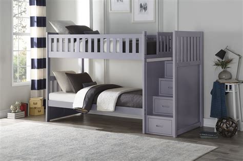 Orion Grey Bunk Bed With Reversible Step Storage Las Vegas Furniture Store Modern Home