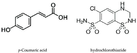 Chemical structure of p-Coumaric acid and hydrochlorothiazide ...