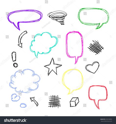 Handdrawn Colorful Speech Bubbles Elements Stock Vector Royalty Free