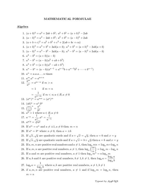 Competitive Exams Formulas