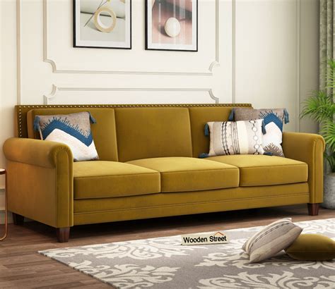 Buy Aldean 3 Seater Fabric Sofa Chestnut Brown Online In India At