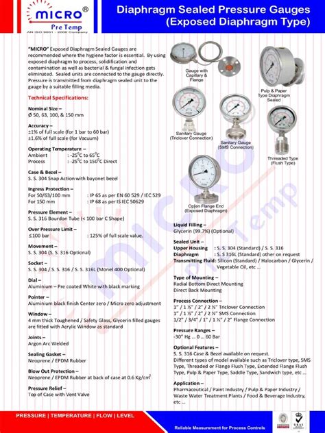 Pressure Diaphragm Gauge | PDF