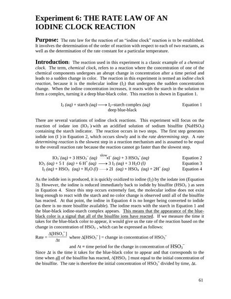 Pdf Experiment The Rate Law Of An Iodine Clock Reactionfaculty