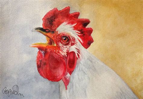 White Rooster Painting by Georgina Dixon | Saatchi Art