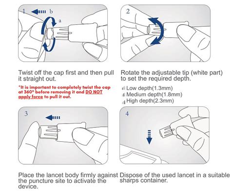 Safety Engineered Adjustable Depth Lancet Needle 3 Depth Settings