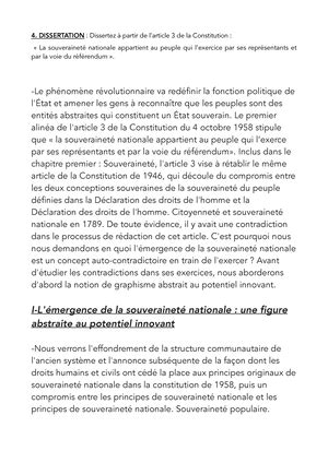 Dissertation Td Droit Constitutionnel Sur La Souverainet Article De