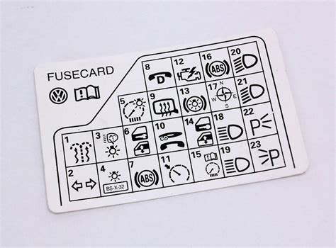 Fuse Panel Diagram Reference Card 98 05 Vw Passat B5 Genuine 3b0 010 207 H Carparts4sale Inc