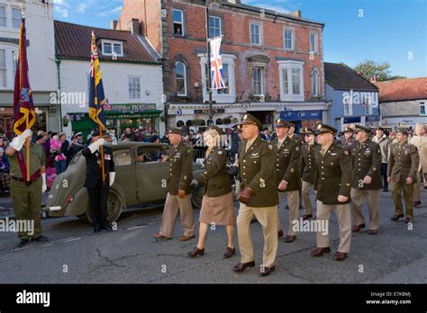 Troops parading at Pickering War Weekend in North Yorkshire, England Stock Photo - Alamy