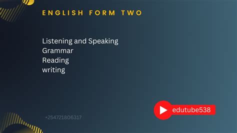 Introduction To English Form 2 Youtube