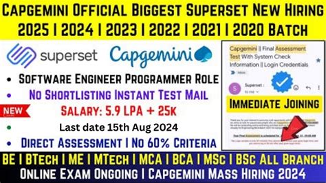 Capgemini Superset Official Direct Assessment Mass Hiring Off Campus