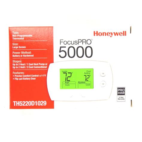 Honeywell Programmable Thermostat Focus Pro 5000 Two Stage J E