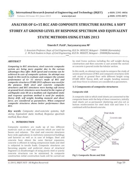 Pdf Irjet Analysis Of G 15 Rcc And Composite Structure Having A Soft Storey At Ground Level By