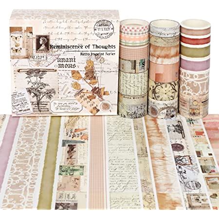 Lychii Washi Tape Set 12 Rouleaux Ruban Vintage Adhésif Décoratif