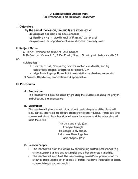 Doc Semi Detailed Lesson Plan Overview