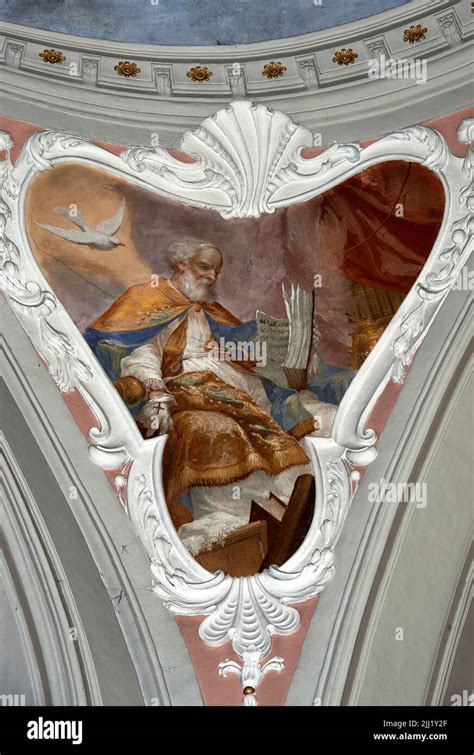 San Gregorio Magno Affresco Pittore Bresciano Del Xviii Secolo