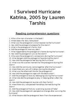 I Survived Hurricane Katrina 2005 Reading Comprehension Q A Quiz