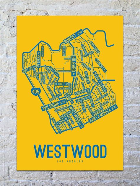 Westwood, Los Angeles Street Map Screen Print | Los angeles street ...