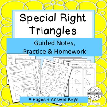 Special Right Triangles Guided Notes Practice Homework By WaldonMath