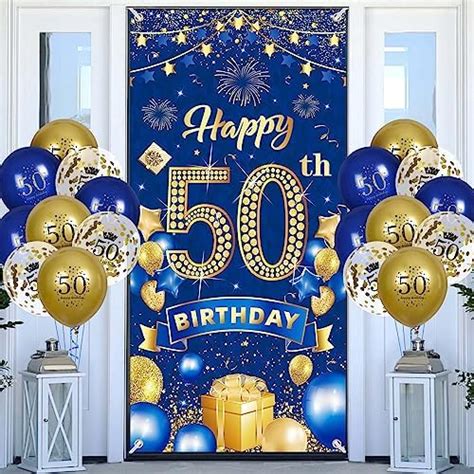 Navy Blue 50th Happy Birthday Party Decorations Blue And