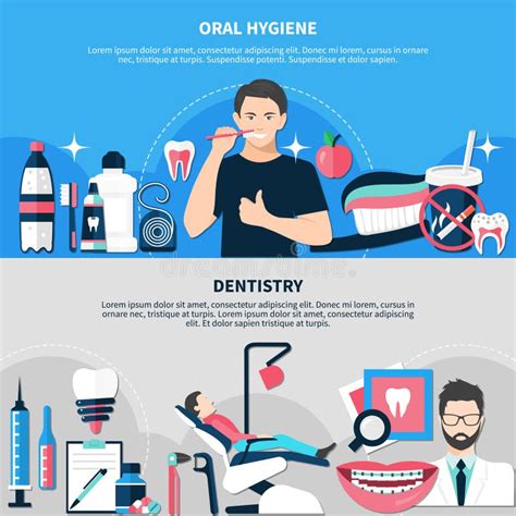 Dentistry Banners Set Flat Icons Stock Illustrations 57 Dentistry