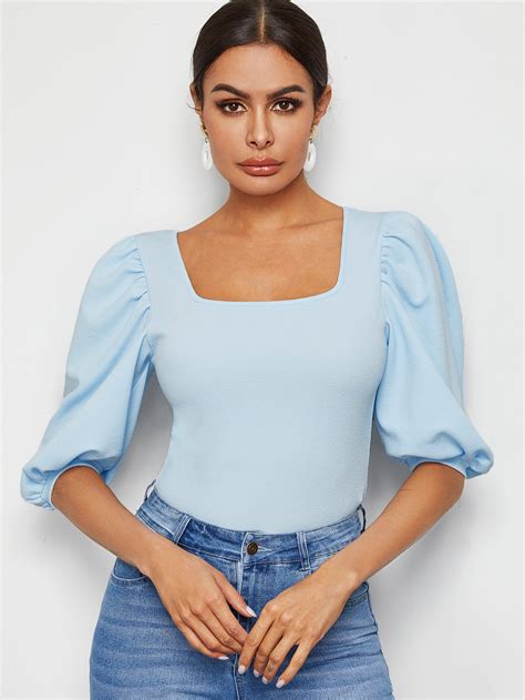 Square Neck Puff Sleeve Top