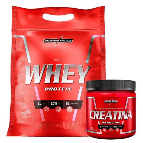 Nutri Whey 900g Refil Creatina 300g Integralmedica Baunilha