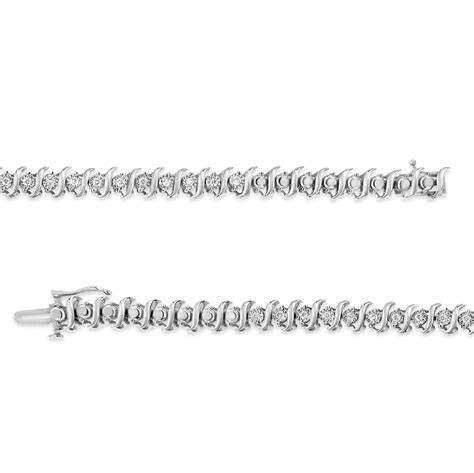 925 Sterling Silver 1 2 Carat Diamond Miracle Set S Link Tennis Bracelet For Sale At 1stdibs