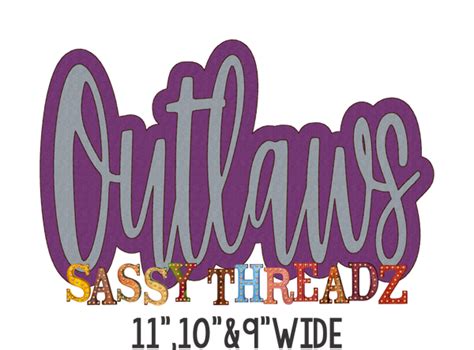 Outlaws Bean Stitch Script Stacked Embroidery Download Sassy Threadz