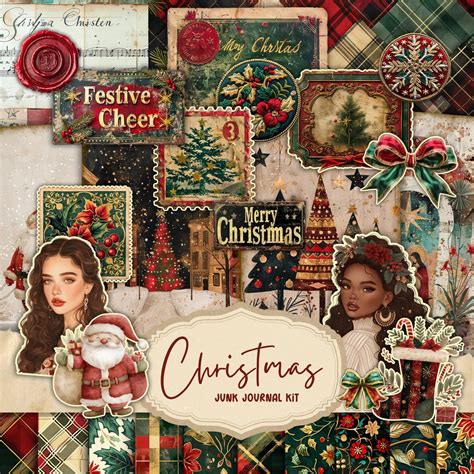 Christmas Junk Journal Kit Vintage Merry Christmas Junk Journal Pages