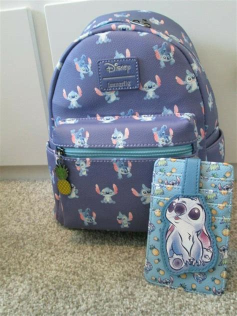 Lilo Stitch Poses Purple Mini Backpack Bag Nwt Cardholder