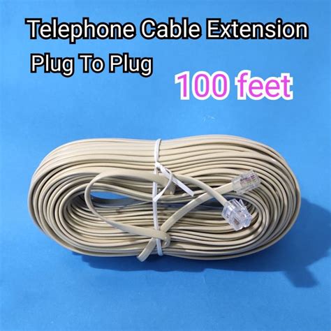 100 Feet Telephone Cable Extension Plug To Plug Wayar Menyambung Talipon 100 Kaki Panjang Male