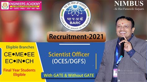 Barc Recruitment 2021 BARC OCES DGFS 2021 Scientific Officer