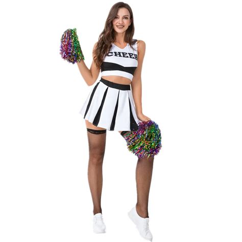 Ladies Cheerleader Costume School Girl Cosplay Outfits Sexy Sleeveless